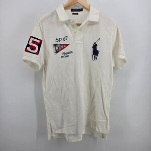 Polo Ralph Lauren Mens White Regatta 1st Class Olympic Team Polo Shirt Medium